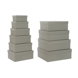 Set med stapelbara frvaringsldor DKD Home Decor Mus Gr Vit Pa
