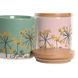 Burk DKD Home Decor 11,5 x 11,5 x 12 cm Blommig Rosa Grn Bambu