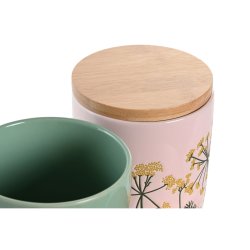 Burk DKD Home Decor 11,5 x 11,5 x 12 cm Blommig Rosa Grn Bambu