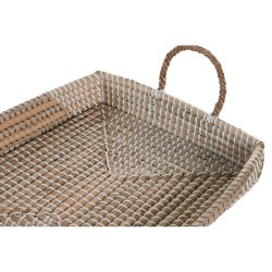 Uppsttning med Brickor DKD Home Decor Gul Naturell 48 x 38 x 15