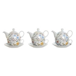 Spel: Tekanna DKD Home Decor Porslin Bl Terrakota n Vit Gul (3