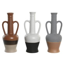 Vas DKD Home Decor Vit Gr Terrakota n Porslin 12,7 x 12,5 x 30