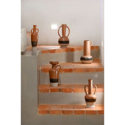Vas DKD Home Decor Vit Gr Terrakota n Porslin 13,3 x 11 x 27,3
