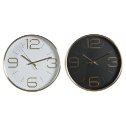 Vggklocka DKD Home Decor Vit Svart Gyllene Aluminium  25 cm 25