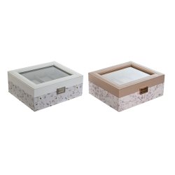 Box fr klockor DKD Home Decor Bl Ljusrosa Glas 22,5 x 19,5 x 9