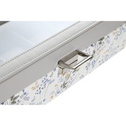 Klockfrvaringsbox DKD Home Decor Vit Gr Lila Ljusrosa Glas 33