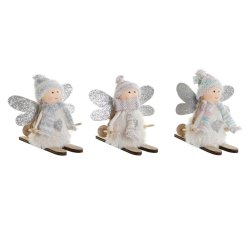 Julgranskula DKD Home Decor Vit Gr Fe 12 x 8 x 10 cm (3 antal)