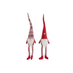 Julgranskula DKD Home Decor Vit Rd Gnom 10 x 7 x 57 cm (2 antal