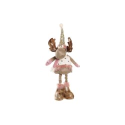 Julgranskula DKD Home Decor Vit Rosa Gyllene Ren 15 x 17 x 50 cm