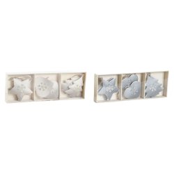 Hngdekoration DKD Home Decor Vit Gr Metall 7 x 2 x 7 cm (6 Del