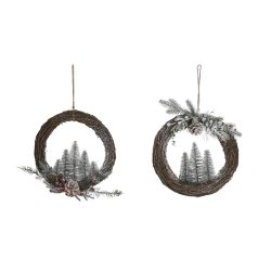 Julkrans DKD Home Decor Naturell vide Ananas Snfall 32 x 7 x 32