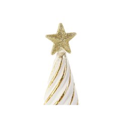 Julgranskula DKD Home Decor Vit Gyllene 9 x 9 x 25 cm (2 antal)