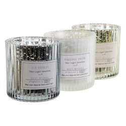 Ljus DKD Home Decor Vit Gyllene Silvrig 8,8 x 8,8 x 9 cm (3 anta