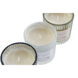 Ljus DKD Home Decor Vit Gyllene Silvrig 8,8 x 8,8 x 9 cm (3 anta