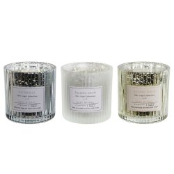Ljus DKD Home Decor Vit Gyllene Silvrig 8,8 x 8,8 x 9 cm (3 anta