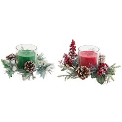 Ljus DKD Home Decor Rd Grn 20 x 20 x 9 cm 8 x 8 x 9 cm (2 anta