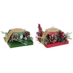 Ljus DKD Home Decor Rd Grn 20 x 20 x 9 cm 8 x 8 x 9 cm (2 anta