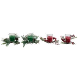 Ljus DKD Home Decor Rd Grn 5,5 x 5,5 x 6,5 cm (2 antal)