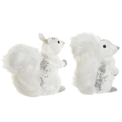 Julgranskula DKD Home Decor Vit Ekorre 22 x 11 x 22 cm (2 antal)
