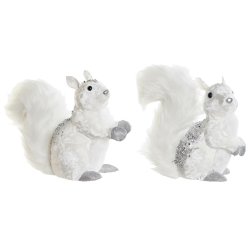 Julgranskula DKD Home Decor Vit Ekorre 22 x 11 x 22 cm (2 antal)