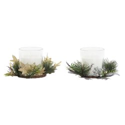 Ljus DKD Home Decor Gyllene Silvrig Jul 15 x 15 x 5 cm (2 antal)