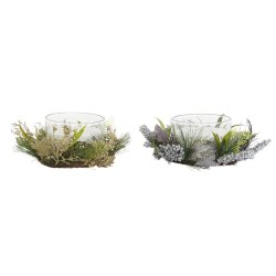 Ljus DKD Home Decor Gyllene Silvrig Jul 21,5 x 21,5 x 8,5 cm (2