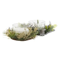 Ljus DKD Home Decor Gyllene Silvrig Jul 21,5 x 21,5 x 8,5 cm (2