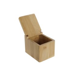 Saltkar med lock DKD Home Decor Naturell Bambu 10 x 13 x 10 cm