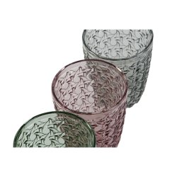 Glasset DKD Home Decor Grn Gr Rosa Glas Med relief 240 ml (6 a
