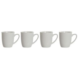 Set med 4 muggar DKD Home Decor Vit Porslin 330 ml 12 x 10 x 9 c