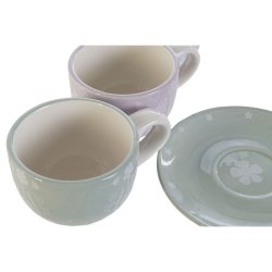 Kaffeset DKD Home Decor Bl Vit Grn Lila Metall Dolomite 180 ml