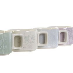 Set med kaffekoppar DKD Home Decor Grn Himmelsbl Lila Metall B