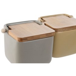 Saltkar med lock Home ESPRIT Beige Gr Naturell Bambu Dolomite 1