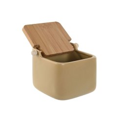 Saltkar med lock Home ESPRIT Beige Gr Naturell Bambu Dolomite 1