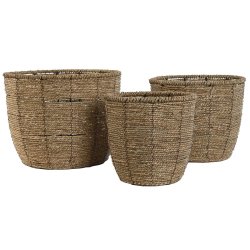 Set med planteringskrl Home ESPRIT Brun Fibrer Tropiskt 31 x 31