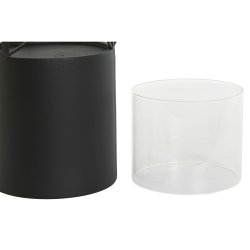 Ljusstakar Home ESPRIT Svart Metall Glas 24,5 x 24,5 x 46 cm (2