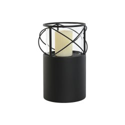 Ljusstakar Home ESPRIT Svart Metall Glas 24,5 x 24,5 x 46 cm (2