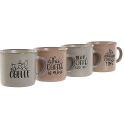 Set med kaffekoppar Home ESPRIT Bl Rosa Stengods 180 ml