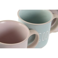 Set med kaffekoppar Home ESPRIT Bl Rosa Stengods 180 ml