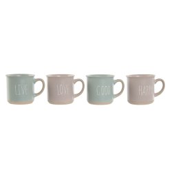 Set med kaffekoppar Home ESPRIT Bl Rosa Stengods 180 ml