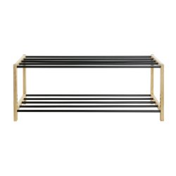 Skostll Home ESPRIT Svart Naturell 80 x 31 x 32 cm