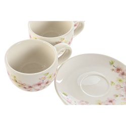 Set med kaffekoppar Home ESPRIT Gul Vit Rosa Lila Metall Dolomit