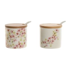 Sockerstrare Home ESPRIT Vit Rosa Lila Bambu Dolomite 7,5 x 7,5