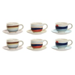 Set med kaffekoppar Home ESPRIT Gul Bl Grn Lila Metall Dolomit