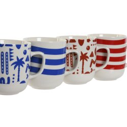 Mugg Home ESPRIT Bl Rd Porslin Boho 380 ml (4 antal)