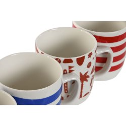 Mugg Home ESPRIT Bl Rd Porslin Boho 380 ml (4 antal)