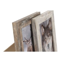 Fotoram Home ESPRIT Vit Naturell Aluminium Glas polystyren Scand