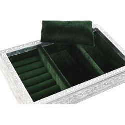 Smyckeskrin Home ESPRIT Grn Silvrig Tr Aluminium 25 x 15 x 5 c