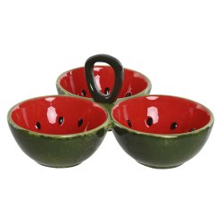 Snacksskl Home ESPRIT Rd Grn Stengods Vattenmelon 23 x 22 x 1