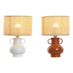 Bordslampa Home ESPRIT Vit Naturell Terrakota n Metall Bambu 50